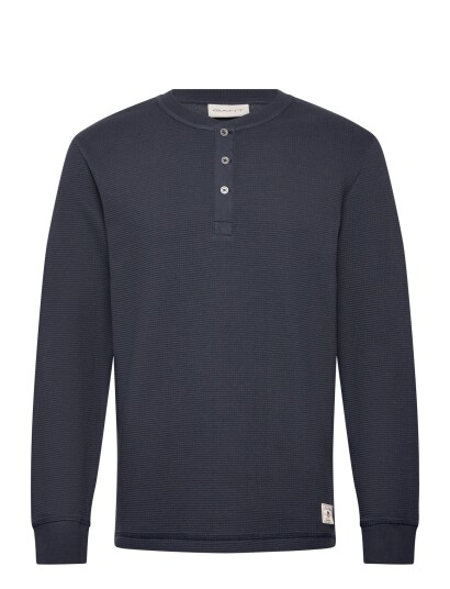 GANT Washed Waffle Henley Navy XXXL GANT Washed Waffle Henley Navy XXXL
