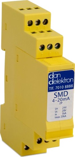 Dan Delektron Transientbeskyttelse SMD 4-20mA Strømsløyfe 2Par f/din Skinne