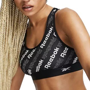 Reebok BH Bobbie Sports Crop Top Svart m?nstret Small Dame
