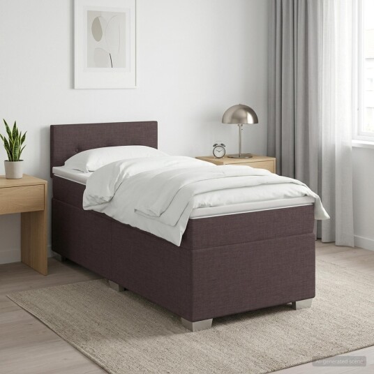 vidaXL Box Spring Seng med Madrass og LED Mørk brun 80 x 200 cm Stoff