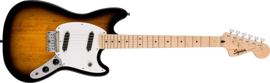 Squier Sonic Mustang, Maple Hvit Pickguard, 2-Color Sunburst Squier Sonic Mustang, Maple Hvit Pickguard, 2-Color Sunburst
