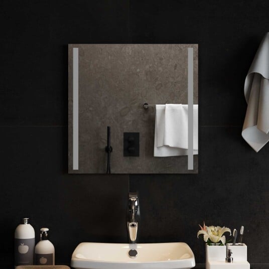 vidaXL LED Badevindu med speil Gjennomsiktig 50 x 50 cm herdet glass