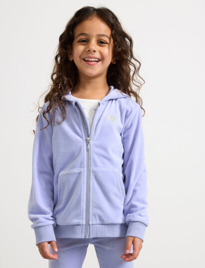 Lindex Hoodjacket Velour Solid Purple 92