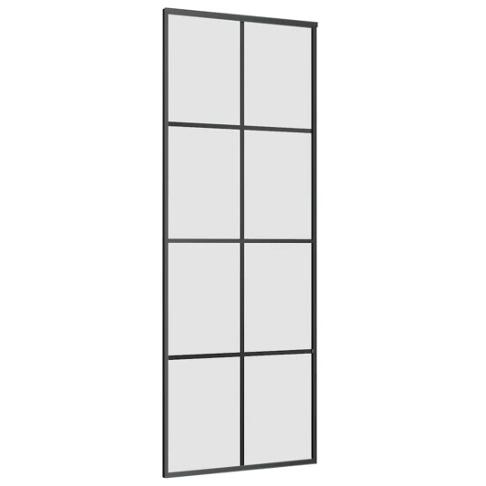 vidaXL Skyvedør med monteringssett svart 76x205 cm ESG-glass