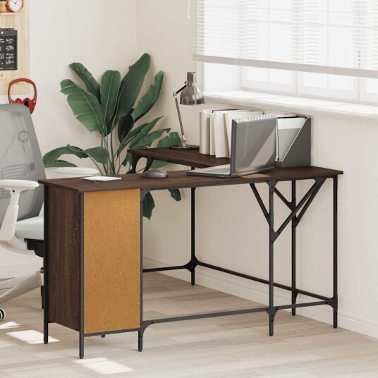 vidaXL Skrivebord brun eik 141x141x75 cm konstruert tre