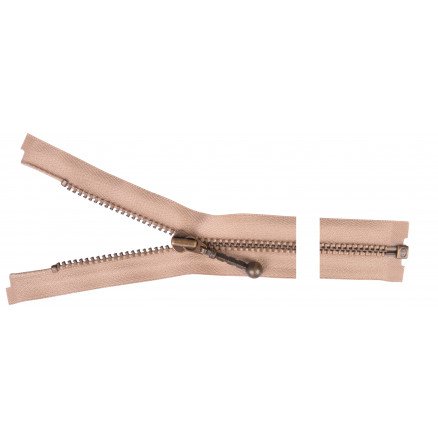 YKK Delbar Glidelås Antikk Messing 45cm 4mm Beige
