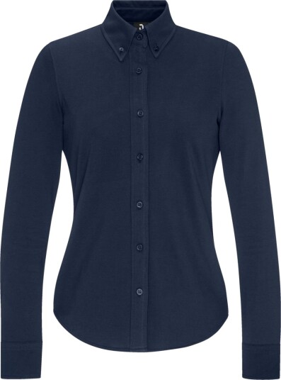 JOBELINE Bluse Piqué langermet; Størrelse XS; Navy