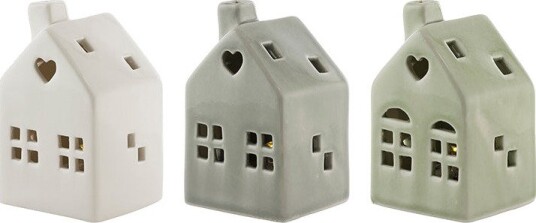 Porsgrunds Porselænsfabrik Mini Hus Porselen Led Lys 3pk