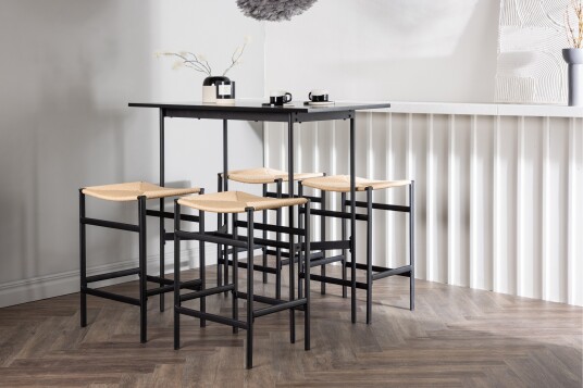 Venture Home Rax Spisegruppe 120 cm Rektangulær med 4 Polly Stoler Sort