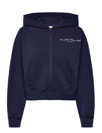 Sporty & Rich Ny Tennis Club Cropped Zip Hoodie Navy S