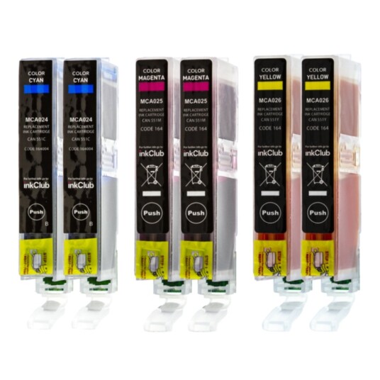 inkClub MCA02-6 Multipack blekkpatroner (erstatter Canon CLI-551)