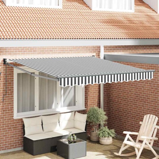 vidaXL Uttrekkbar markise antrasitt og hvit 3x2,5 m stoff og aluminium
