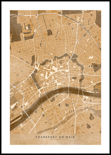 Sepia vintage map of Essen Germany Plakat Plakat / 30x40cm