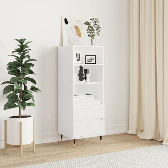 Highboard hvit 40x36x110 cm konstruert tre