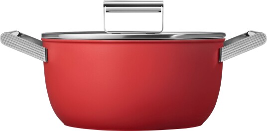 Smeg Kasserolle m/lokk 24 cm, Rød Smeg Kasserolle m/lokk 24 cm, Rød