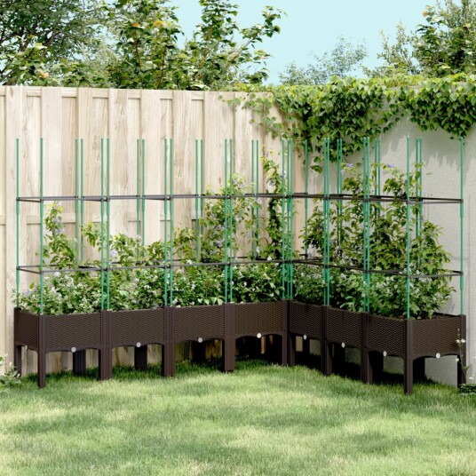 Plantekasse med espalier brun 200x160x142,5 cm PP