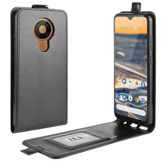 INCOVER Nokia 5.3 Vertikal Flip PU Leather Deksel m. Kortholder - Sort