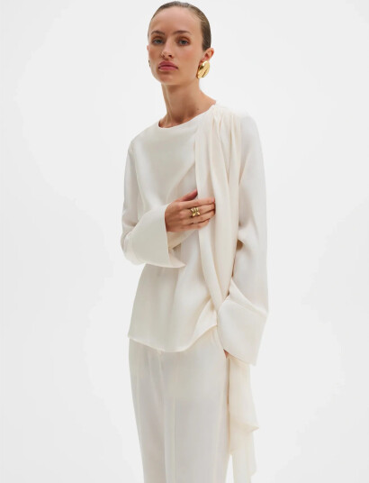 Malina Melandy Draped Cape Blouse - Cream - 42 Malina Melandy Draped Cape Blouse - Cream - 42