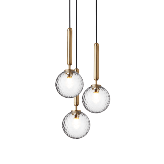 Nuura Miira 3 Taklampe i Messing og Klar Optikk Nuura Miira 3 Taklampe i Messing og Klar Optikk