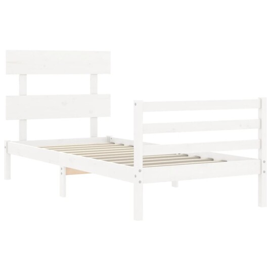 vidaXL Sengeramme med hodegavl hvit 90x200 cm heltre