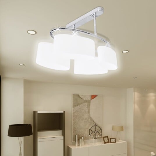 vidaXL Ellipsoide Taklampe med Glasskjerm - 4 E14 Pærer vidaXL Ellipsoide Taklampe med Glasskjerm - 4 E14 Pærer
