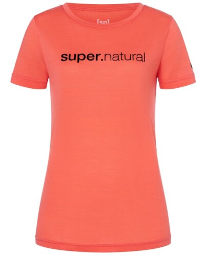 super . natural Women's 3D Signature Tee XS , Living Coral/Jet Black
