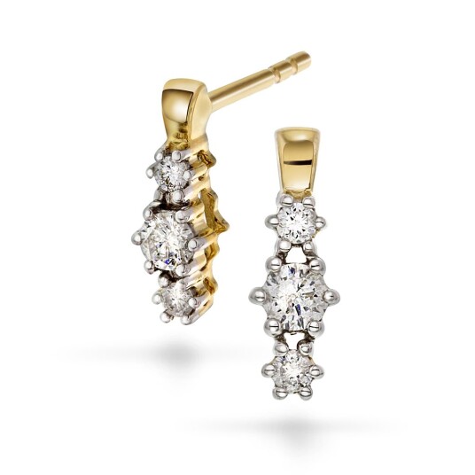 Nora by Gullfunn, Øredobber 375 gult gull med diamanter 0,16 ct