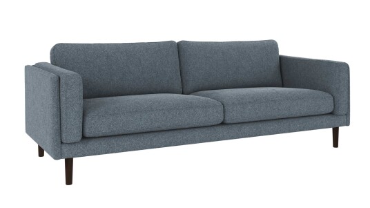 Rowico Home Braden 3 seters sofa Middels blått Bobby 15 Brun eikben