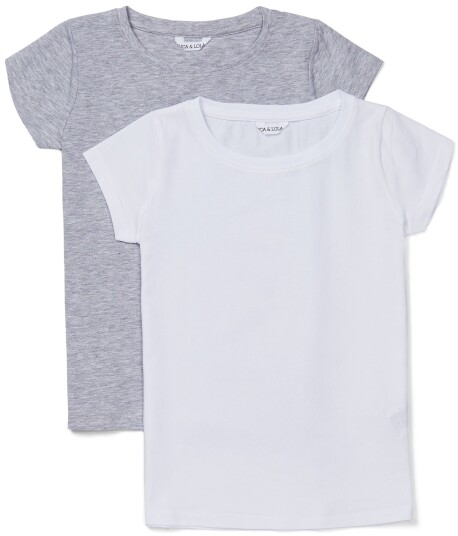 Luca & Lola Fanny Topp 2-pack Grey Melange/White 134-140 Luca & Lola Fanny Topp 2-pack Grey Melange/White 134-140