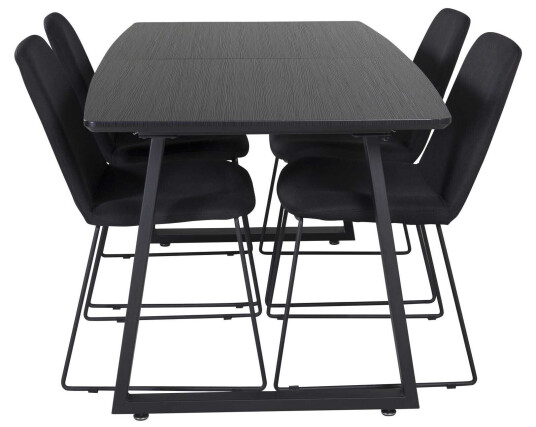 Venture Design Inca & Muce spisegruppe Svart/svart 4 st stoler & bord 160 x 85 cm