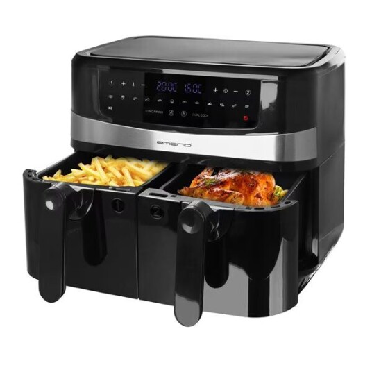 Emerio Dobbel Airfryer 5+5 liter 2400W med Berøringskontroll - Svart Emerio Dobbel Airfryer 5+5 liter 2400W med Berøringskontroll - Svart