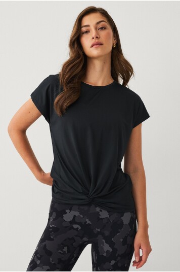 Ellos STUDIO Treningstopp Cropped Top w Twisted Knot Svart