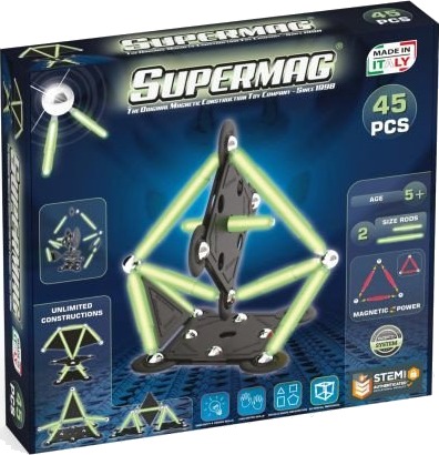 Supermag Projects Glow Magnetisk Byggesett 5+ År 45 Deler