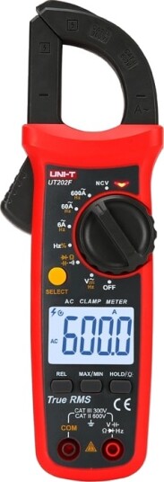 Uni-T Strømtang Ut202f, Trms, Ncv, 28 Mm, 600A, 600V Ac/Dc, Med Frekvens- Og Kapasitetsmåling Uni-T Strømtang Ut202f, Trms, Ncv, 28 Mm, 600A, 600V Ac/Dc, Med Frekvens- Og Kapasitetsmåling