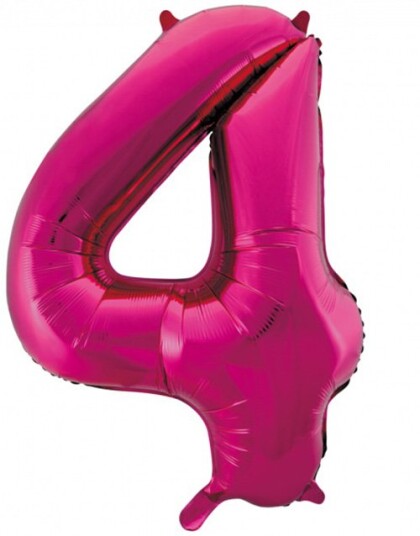 Tallet 4 Rosa JUMBO Folieballong 86 cm Tallet 4 Rosa JUMBO Folieballong 86 cm