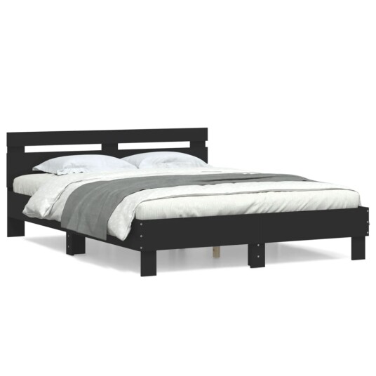 vidaXL Sengeramme med hodegavl svart 140x200 cm konstruert tre 8721012246386