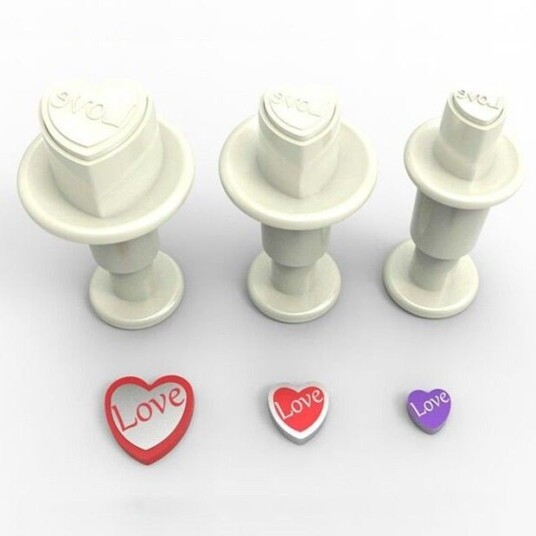 Dekofee Miniutstikker Med Stempel Hjerte Love Sett/3 Dekofee Miniutstikker Med Stempel Hjerte Love Sett/3
