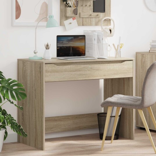 vidaXL Skrivebord med skuff Sonoma eik 100 x 50 x 78 cm Konstruert tre