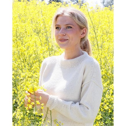 Camomile by DROPS Design Genser Strikkeoppskrift str S XXXL
