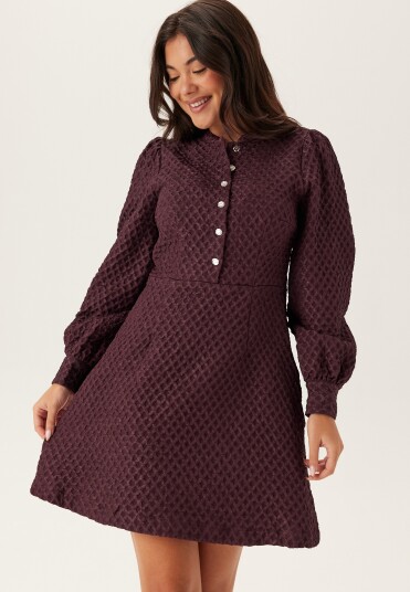 Vila Vitaliama L/S Jaqcuard Dress Burgundy 36