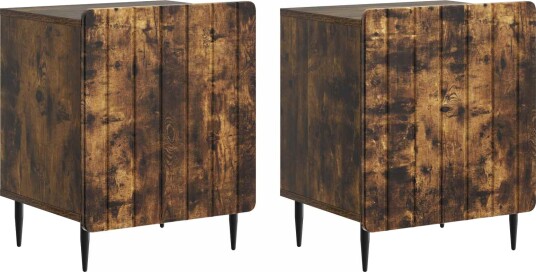  Nattbordskap 2 pcs Røkt Eik 43 x 34,5 x 52 cm Konstruert tre
