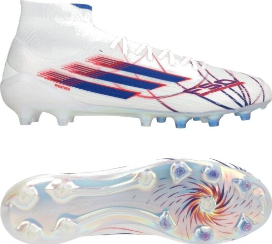 adidas F50 Sparkfusion Elite Mid Cut FG/AG Icon Takeover Fottøy Hvit/Blå/Lucid Red Kvinner størrelse 37⅓