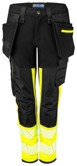 ProJob 6543 Håndverksbukse Stretch Dame En Iso 20471 Klasse 1 Black/Yellow C50