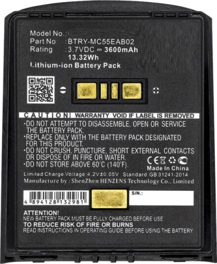 Coreparts Håndholdt Batteri Tilsvarer: Symbol 82-111094-01 Symbol Btry-Mc55eab02 Symbol U60493 Litiumion 3600 Mah 13.3 Wh Svart MBXPOS-BA0283