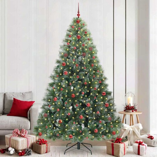  Kunstig juletre med 300 LED med stativ grønn 240 cm PE og PVC
