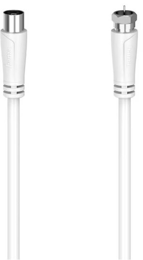 Hama 3m F-Coax Antennekabel 90dB Hvit for Optimal Signaloverføring