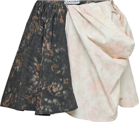 Ganni Printed Draped Mini Skirt Multi/patterned 40