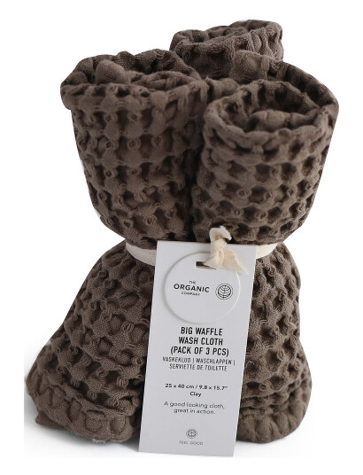 The Organic Company Big Waffle Wash Cloth (Pack Of 3 Pcs) - Brown - ONE SIZE x 25 The Organic Company Big Waffle Wash Cloth (Pack Of 3 Pcs) - Brown - ONE SIZE x 25