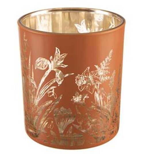 Telysglass Ville blomster bronsefarget glass