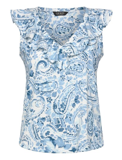 Lauren Ralph Lauren Fresh Ctn Slub Jrsy Knt Pullover   Blue   S